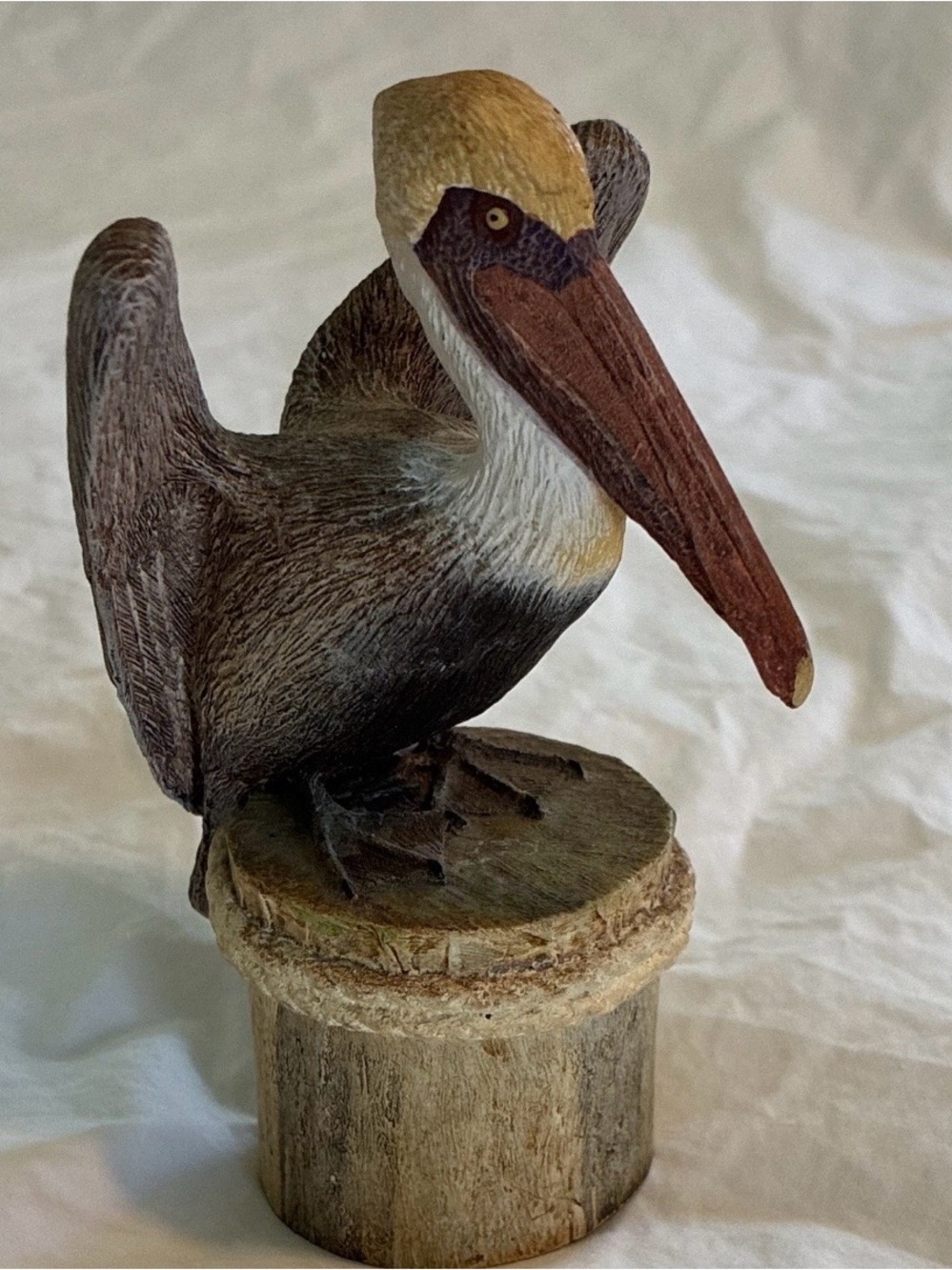Hand-Painted Brown Pelican Bird Figurine - Decorative Pets Bird Accent